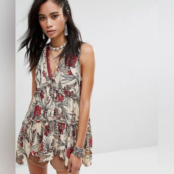 NEW Free People Purple Haze Printed Tunic Top - Picture 1 of 4